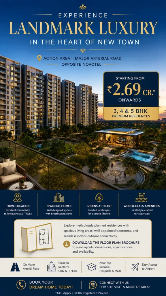 Landmark luxury living at dusk, Srijan town square